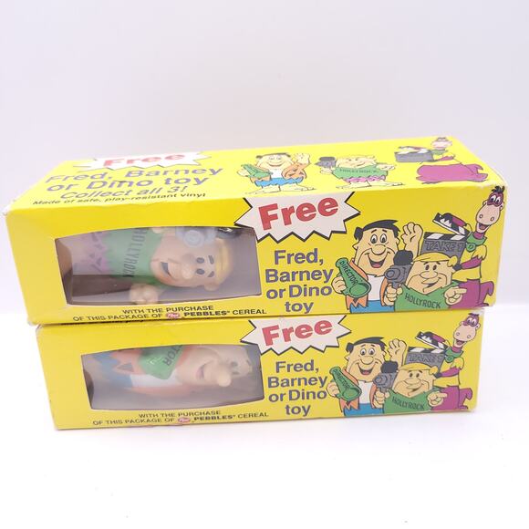 Vintage Flintstones Fruity Pebbles Fred and Barney Toys New In Box - Picture 1 of 7